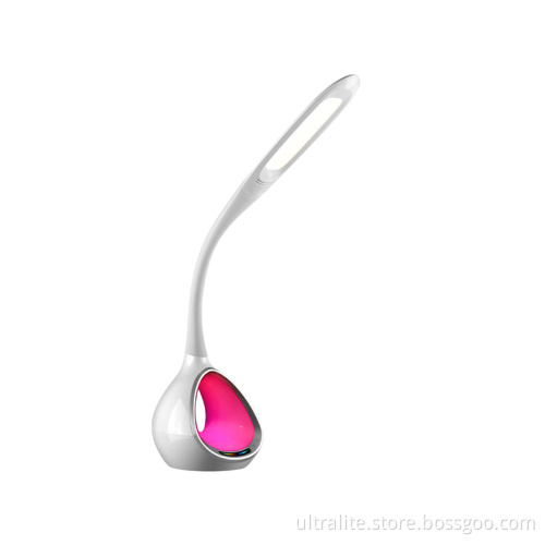 Goose Neck Arm Led Lamp With Rgb Night Light 2 Usb Port 5Level Dimming Adjust